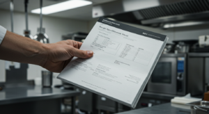 Modelo de ficha técnica para receitas de restaurantes.