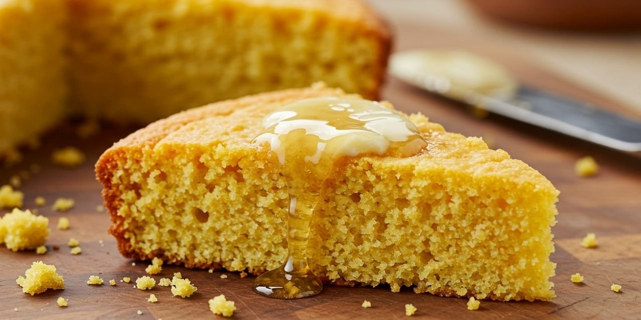 Cornbread com manteiga, mel e flor de sal
