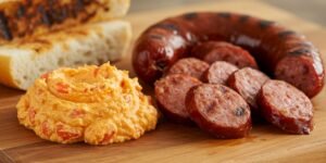 Pasta de queijo com pimentão no churrasco