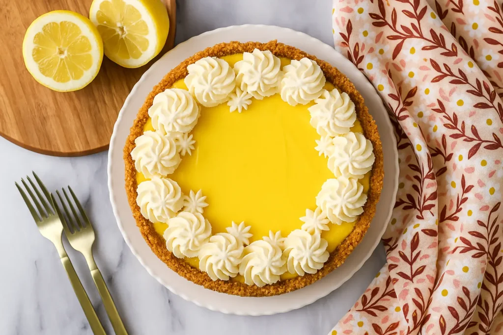 Torta de limão com cream cheese pronta.
