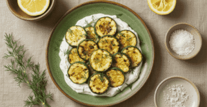 Abobrinha grelhada com sour cream e limão