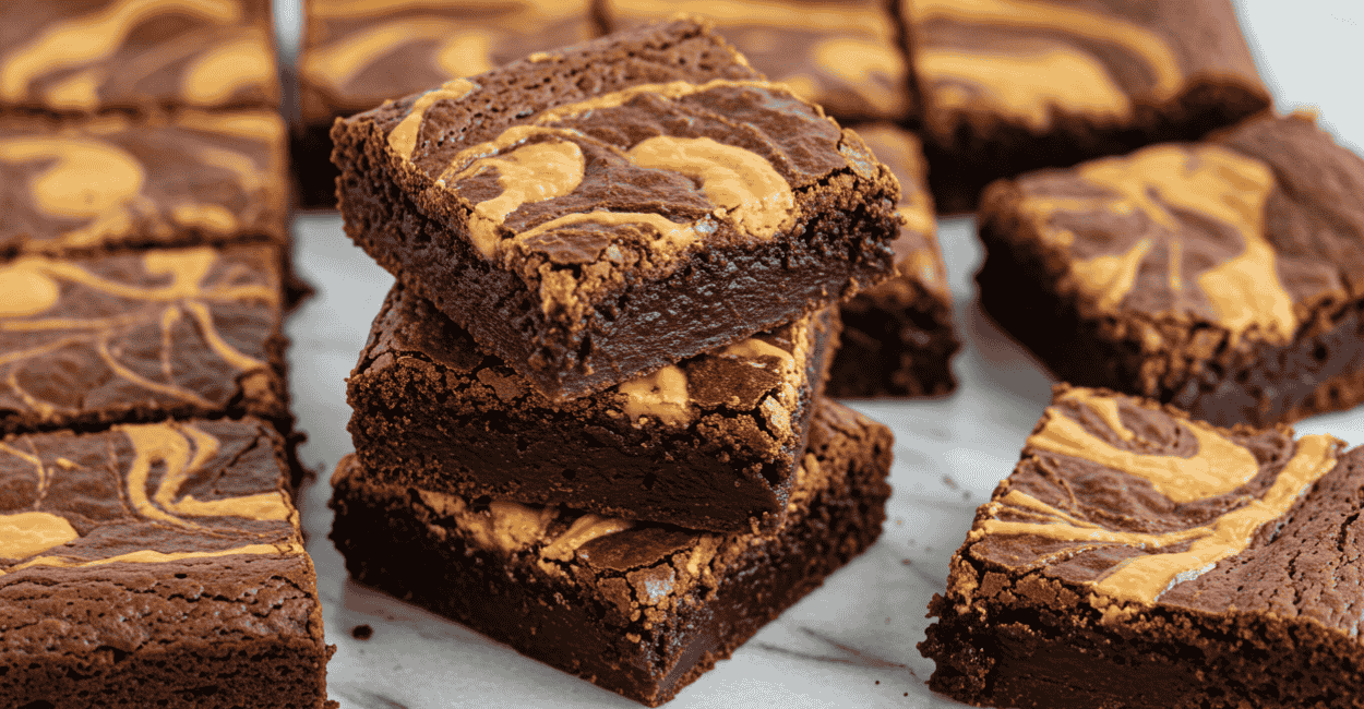 Esse brownie com pasta de amendoim é tão bonito quanto viciante