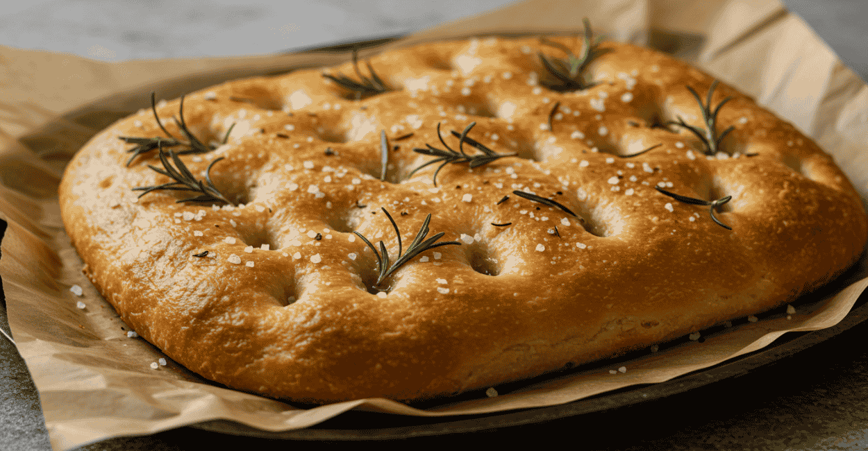 Focaccia de fermentação natural com alecrim: a receita que vai perfumar sua casa
