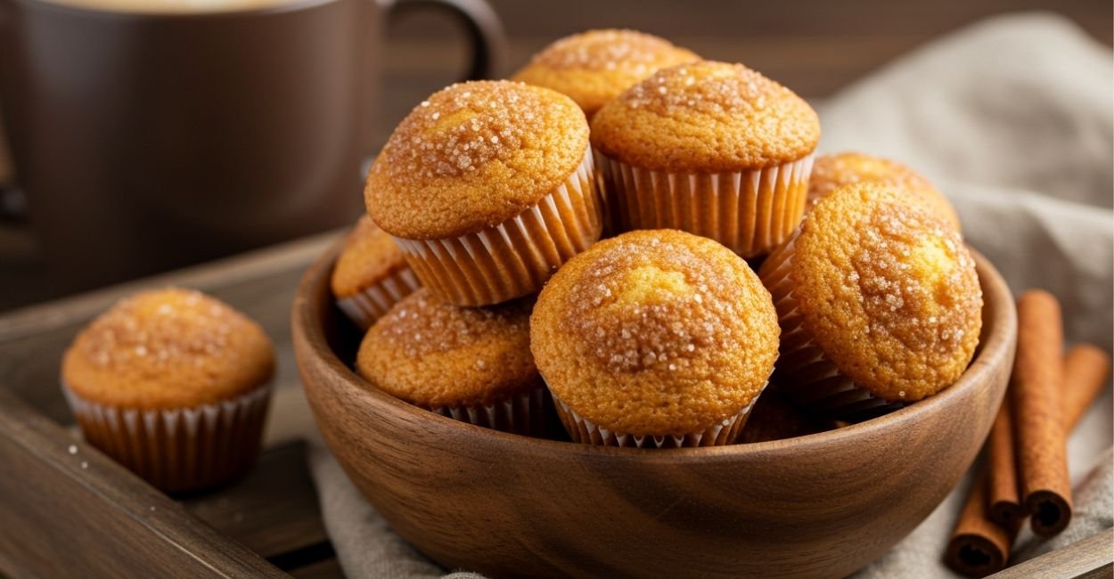 Mini muffins de canela fofinhos e perfumados que derretem na boca