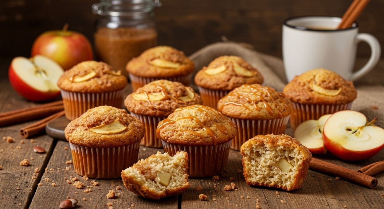 Estes muffins de maçã com streusel e fermentação natural são maravilhosos