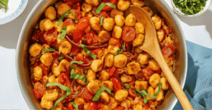 Nhoque grelhado com tomatinho grape