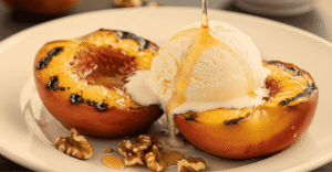 Pêssegos grelhados com creme