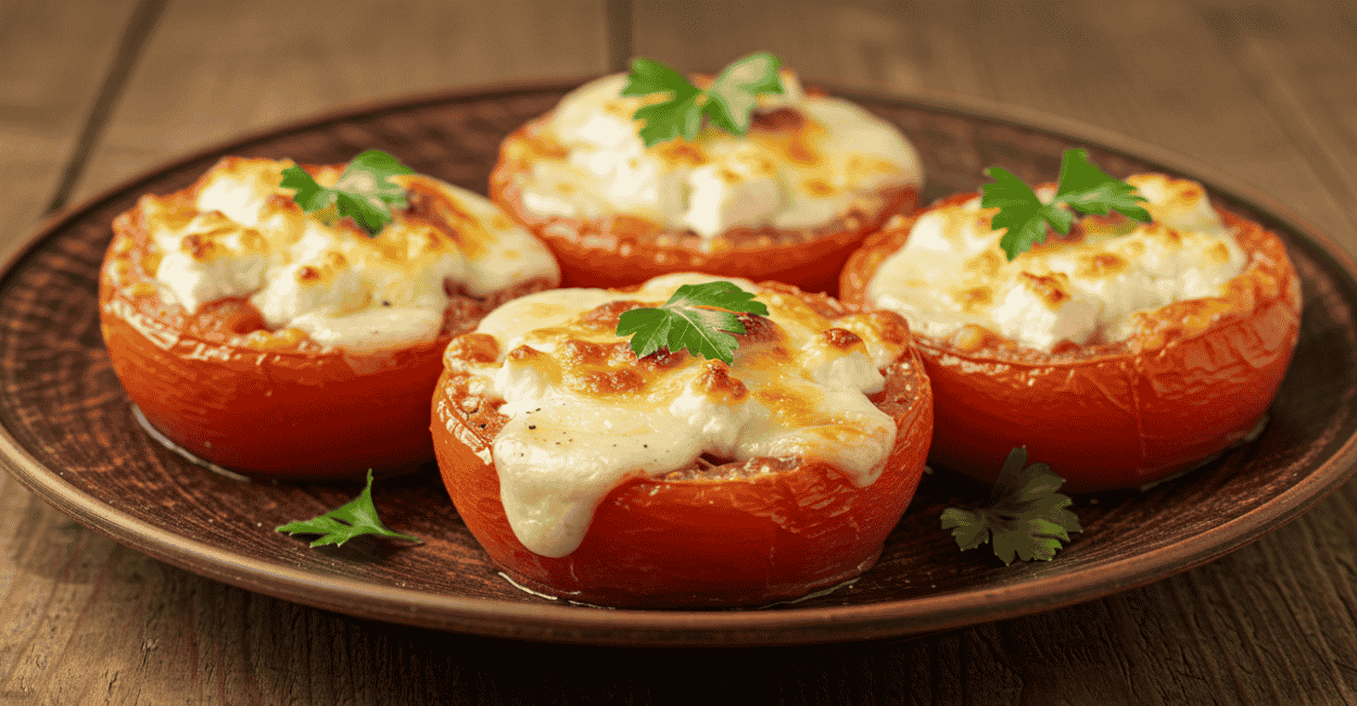Essa receita de tomate com queijo no forno é simples, leve e viciante