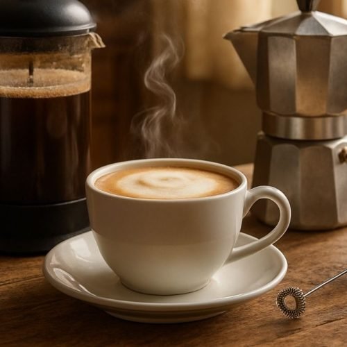 Café com leite espumado sem máquina de espresso