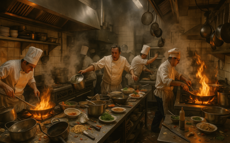 Por que toda cozinha profissional parece caótica, mas na verdade é milimetricamente organizada?