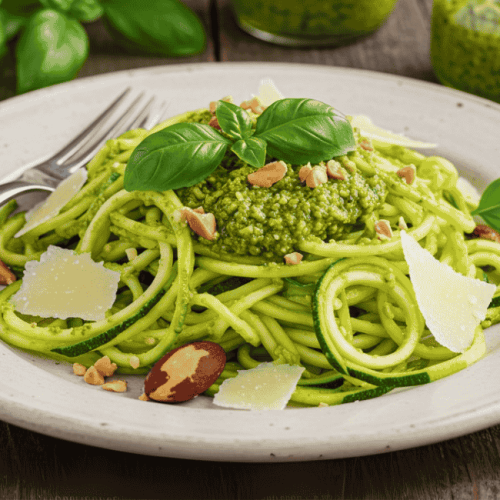 Espaguete de Abobrinha ao Pesto com Castanhas Brasileiras: leve, fresco e cheio de sabor