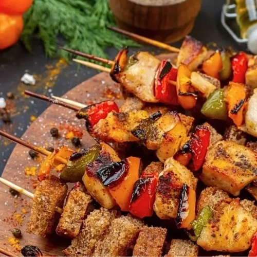 Receita de Espetinho de Frango com Legumes para Churrasco