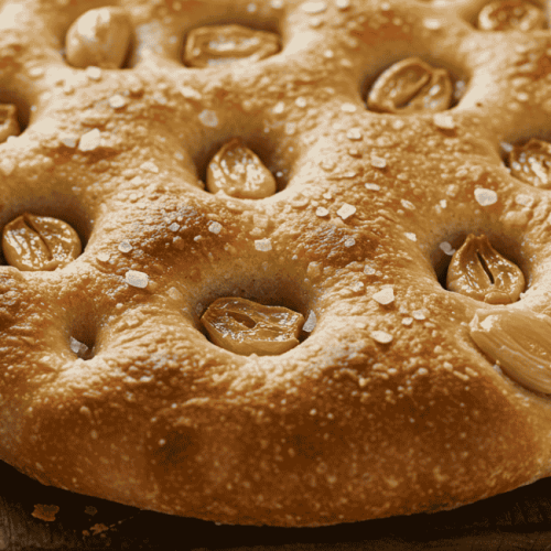 Focaccia com alho confitado e flor de sal: sabor puro e crocância