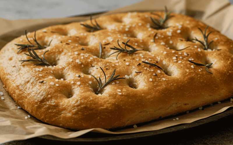 Focaccia de fermentação natural com alecrim: a receita que vai perfumar sua casa