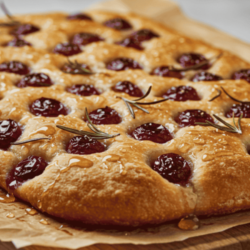 Focaccia de uva com alecrim e mel: o pão doce rústico que faltava
