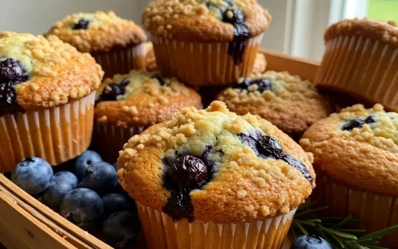 Muffin de blueberry fácil e fofinho que você faz em minutos