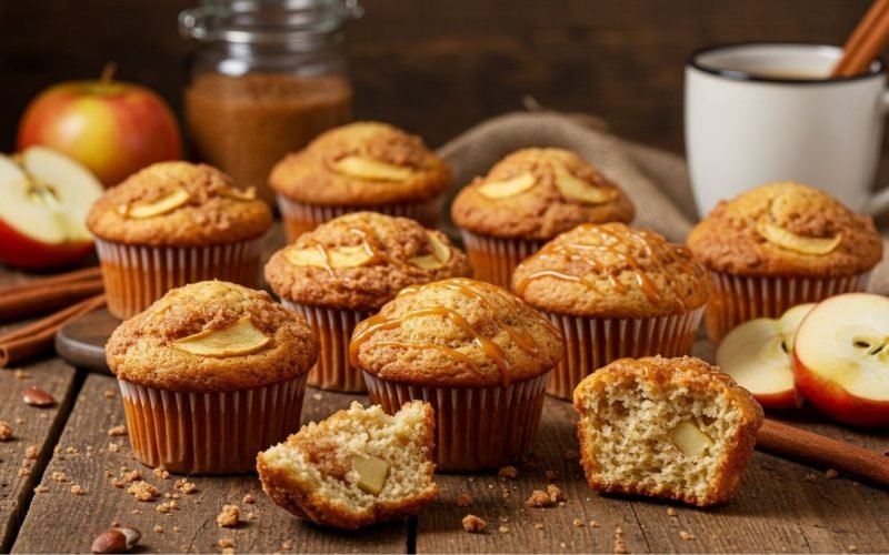 Estes muffins de maçã com streusel e fermentação natural são maravilhosos