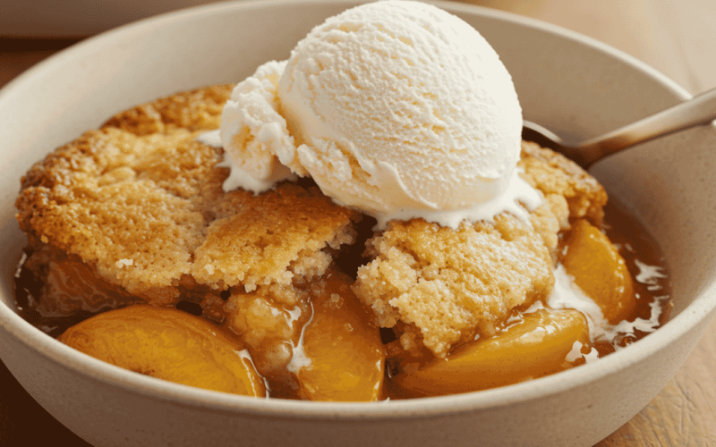 O melhor Cobbler de Pêssego: crocante por fora, cremoso por dentro e fácil de fazer