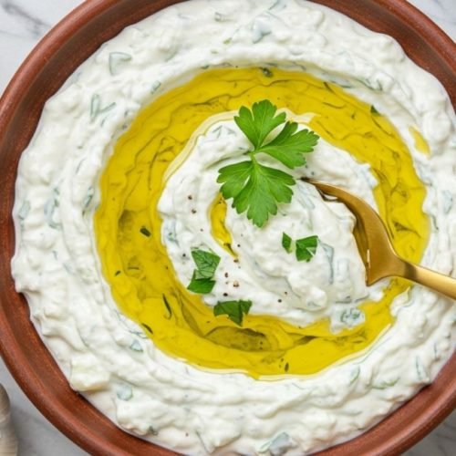 Molho grego Tzatziki de iogurte com abobrinha: refrescante, saudável